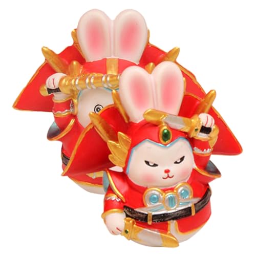 IMIKEYA 2 Stück Jahr des Kaninchens Maskottchen Ornamente Tier Hase Figuren Ziege Hase Lichtschwein Fuchs Feng Shui Statue Plüschtiere Beflockte Hasendekorationen Ostern Stoffhasen von IMIKEYA