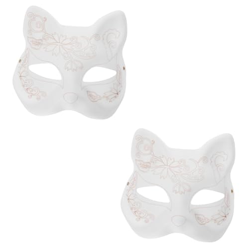 IMIKEYA 2 Stück Leere Linienmaske Katzenförmige Maske Maskerade Cosplay Zubehör Halloween Maske Requisite Unbemalte Maske DIY Maske Leere Maske Für Kinder Maske Für Maskerade von IMIKEYA