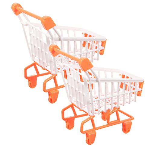 IMIKEYA 2 Stück Mini Einkaufswagen Kinderspielzeug Mini Einkaufswagen Für Kleinkinder Für Babys Für Kleinkinder Einkaufswagen Für Lebensmittel Kleinkinder Kunststoff Orange von IMIKEYA