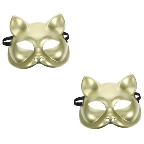 IMIKEYA 2St katze gesichtsmaske Maskerade-Kronenmaske therische Katzenmaske Tierzeichnungsmasken goldene maske halloween-maske Maskerade liefert Maskerade-Kostüm-Cosplay-Zubehör Plastik von IMIKEYA