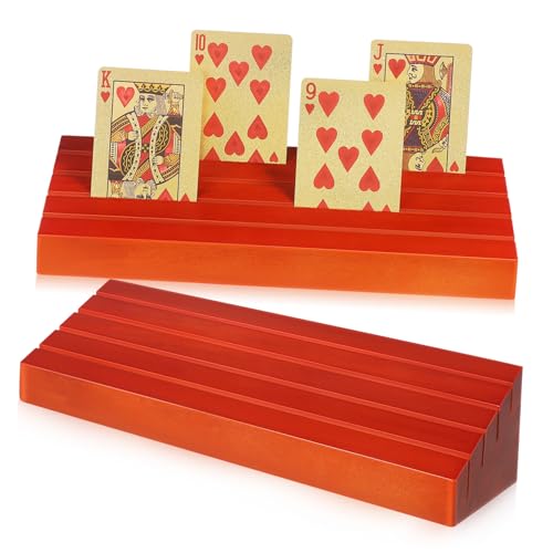 IMIKEYA 2pc Spielkarte Ständer Holz Platzkartenhalter Schlitz Deck Desktop-Spiel Karte Ständer Karte Display Basis Spielkarte Zubehör von IMIKEYA