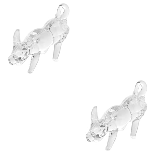 IMIKEYA 2st Kristall-pferdeornamente Chihuahua- Wohndekoration Sternzeichen-ochsen-Ornament Schöne Statue Schreibtisch-Tier-Statue Kranztierfiguren Ochsen-sammlungsfigur Transparent von IMIKEYA