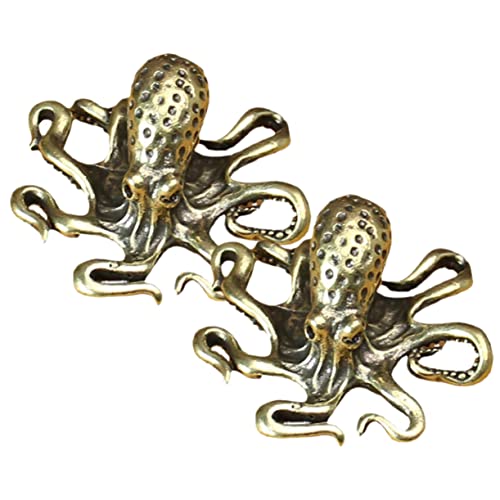 IMIKEYA 2st Oktopus-verzierung Miniatur-oktopus Tank Oktopus-getränkehalter Oktopus Wohnkultur Oktopus-skulptur Goldene Tierfiguren Oktopus- Oktopus-Ornament Haustier Aquarium Messing von IMIKEYA