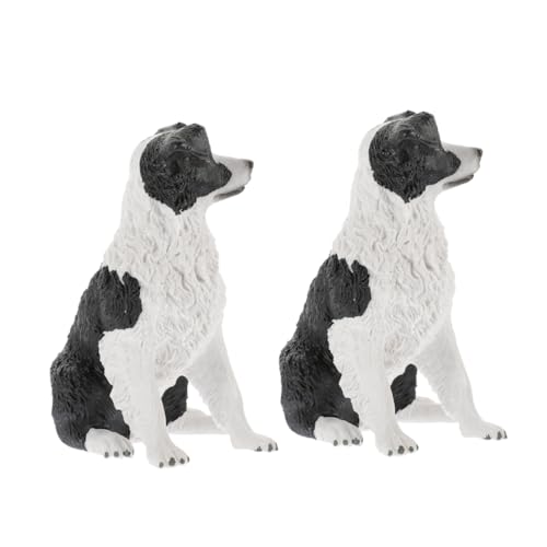 IMIKEYA 2st Simulationshund Border-Collie-Figur Realistisches Modell Eines Kleinen Hundes Mini-Hunde Miniatur-hundefigur Simuliertes Modell Eines Kleinen Hundes Cocker-hundestatue Harz von IMIKEYA