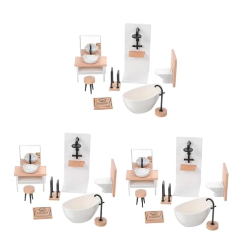 IMIKEYA 3 Sätze Puppenzimmer-Badezimmer Mini Möbel Abnehmbarer Lampenschirm Multifunktionale Wasserflaschen Miniatur Blasensteinaquarium Badewannenmöbel Blasenfischaquarium Plastik von IMIKEYA