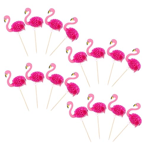 IMIKEYA 30 Stück Flamingo Kucheneinlage Cocktail Kuchenspieße Luau Cocktail Spieße Pool Kuchendekor Kuchenpapier Kuchen Flamingo Cake Pop Stäbchen Flamingo Cupcake Topper Party von IMIKEYA