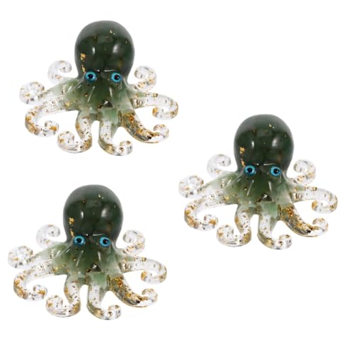 IMIKEYA 3St Ornamente Geburtstagsgeschenk Tierfigur Statue aus Kunstharz Oktopus-Briefbeschwerer Oktopus-Dekor Spielzeug Kunstharzdekor tierische Harzverzierung natürliche Jade von IMIKEYA