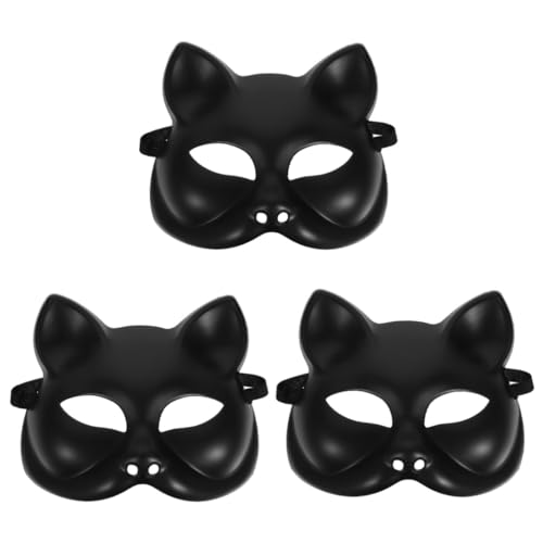 IMIKEYA 3St katze gesichtsmaske weiße Halloween-Maske Kitsune-Fuchs-Maske weiße Bastelmasken Masken-Cosplay masken für kinder Partydekoration leere DIY-Masken leere Halloween-Maske Plastik von IMIKEYA