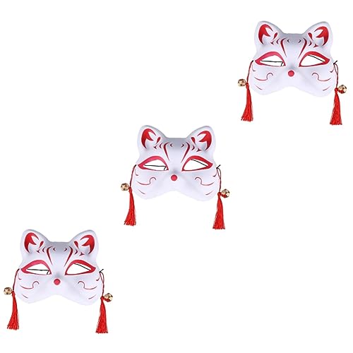 IMIKEYA 3st Partymaske Für Katzen Cosplay-maske Halloween-katze Japanische Maske Masken Cosplay-partymaske Halloween-maske Selber Machen Halloween Halbgesichtsmaske Kabuki-maske Katzenkopf von IMIKEYA
