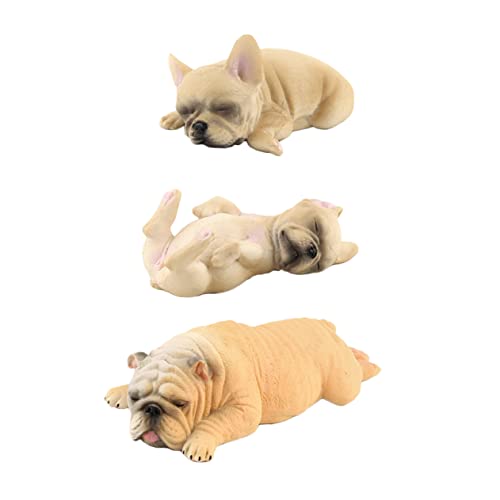 IMIKEYA 3st Simulations-Bulldogge Mikrolandschaft Tierfiguren Welpe Für Kinder Mini-Statue Modell Schlafhund Mini-Spielzeug Miniatur-hundeschmuck Spielzeuge Welpenstatue Mini-Hund Plastik von IMIKEYA