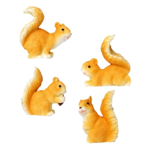 IMIKEYA 4 Stück Eichhörnchen-verzierung Tischtierstatue Eichhörnchen-gartenstatue Mini-eichhörnchen-Dekorationen Eichhörnchenfiguren Und Statuen Miniatur-eichhörnchenfiguren Harz Yellow von IMIKEYA