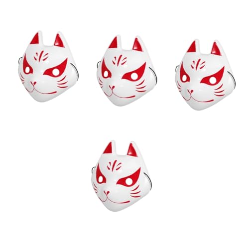 IMIKEYA 4 Stück Kleine Fuchsmaske Tier-cosplay-maske Tierzeichnungsmaske Katzen Halbmaske Fuchs-cosplay Tiergesichtsbedeckung Wolfsmaske Japanische Fuchsmaske Venezianische Maske Plastik von IMIKEYA