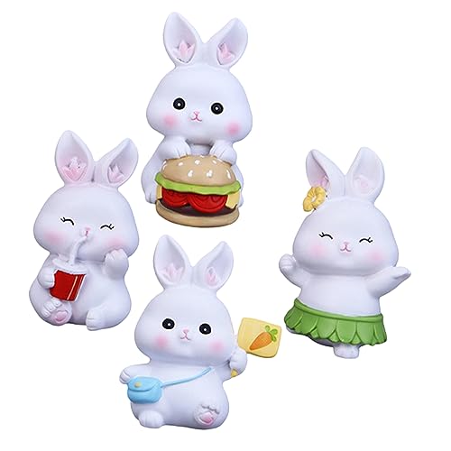 IMIKEYA 4 Stück Ornamente Rasenkaninchenfiguren Mini-Hasen-Schmuck Cupcake- Mikrolandschaft Hase Mini- Animal Figures glucksbringer autodeko Mini-Hasenfigur Kleiner Hase Harz von IMIKEYA