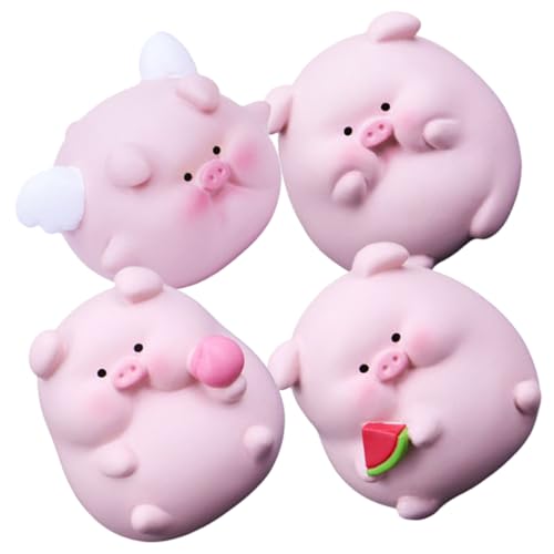 IMIKEYA 4 Stück Schweinchen Ornament Zahlenplüsch Tastatur-zappelspielzeug Zappeln Mauspad Süß Hühnchen-Squeeze- Mini-Fidget-spielzeuge Gadgets Frosch Gummiartig Roboter Harz Rosa von IMIKEYA