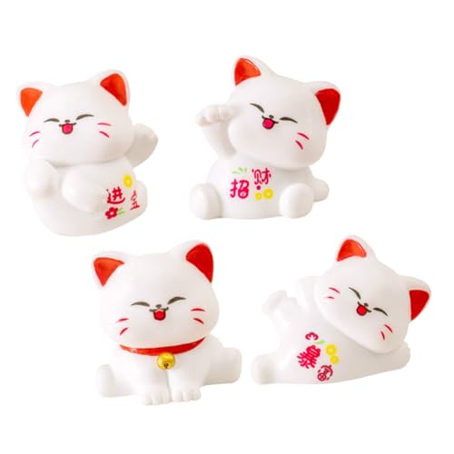 IMIKEYA 4 Stück glückliche Katzenverzierung Cutie Cats Katzen raumdeko Glückskatzen Kätzchen-Ornament japanische Katzenstatue Kätzchenfigur Mini-Katzenstatue Harz von IMIKEYA