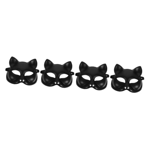 IMIKEYA 4 Stück katze gesichtsmaske masken für kinder Partydekoration Karnevalsmaske Maskenparty Fuchs-Cosplay-Maske venezianische Maske DIY weiße Fuchsmaske unbemalte Masken Plastik von IMIKEYA