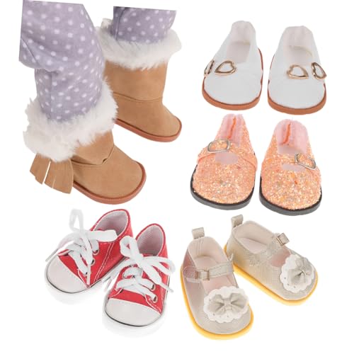 IMIKEYA 5 Paare Puppenschuhe Puppe zarte Schuhe Puppenkleidung Mini-Schuhe Miniatur-Sammelschuhe Kleine Schuhe für Puppen Stoffschuhe für Puppen Spielzeugschuhe Puppen-Canvas-Schuhe von IMIKEYA