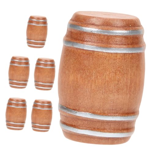 IMIKEYA 6 Stück Barzubehör Miniatur Weinfass Figur Mini Bierfässer Modelle Miniaturen Puppenhauszubehör Miniatur Bierfässer Mini Whiskeyfass Holz Hellbraun von IMIKEYA