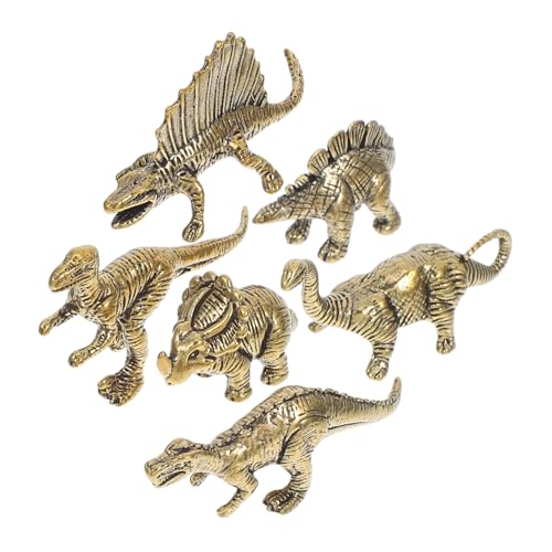 IMIKEYA 6pcs Miniatur Dinosaurier Figuren in Messing Retro Dinosaurier Statue Ornament für Home Decor von IMIKEYA