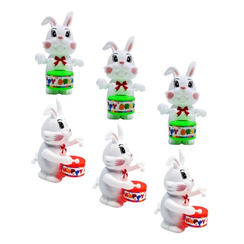 IMIKEYA 6 Stück Trommelnder Hase interaktives Interactive Toys gieskanne kinderspielzeug Handkurbel hasenförmchen Kreatives Hasenpuppenschmuck Plastik von IMIKEYA