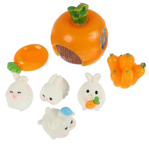 IMIKEYA 7 Teiliges Mini Kaninchen Set Mit Karotten Miniatur Tiermodelle Zur Dekoration Und Für Bastelprojekte Ideal Für Deko Und Kreative Bastelideen von IMIKEYA