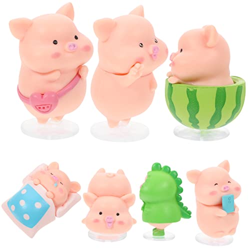 IMIKEYA 7 Teiliges Schweinchen Dekorationsset Niedliche Piggy Figuren Für Auto Schreibtisch Und Fotografie Hochwertige Miniatur Schweine Für Ihre Heimdekoration von IMIKEYA