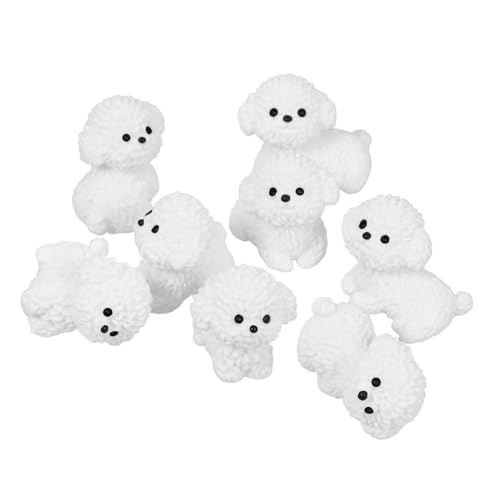 IMIKEYA 8St Bichon Frise Ornamente kleines Hundemodell Kaninchen Miniatur Feengarten Zubehör Bärenornament aus Kunstharz Puppenhaus Dekoration Bärenfigur zur Dekoration Bär Figur Weiß von IMIKEYA