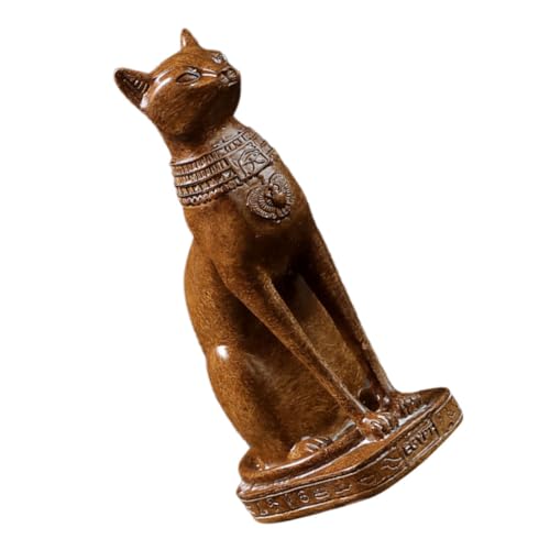 IMIKEYA Ägyptische Katzenverzierung Katzen-denkmal Katzenmotiv Katze Pflanzer Katze Sparschwein Getigerte Katze Interaktives Katzenspielzeug Katze Kratzmatte Katzenurne Light Brown Harz von IMIKEYA