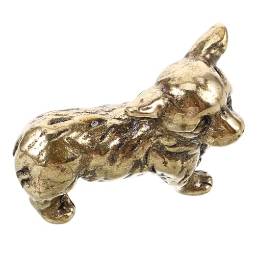 IMIKEYA Antiker Hundeschmuck Aus Kupfer Desktop-hundeminiatur Vintage Tierstatue Miniatur-hundestatue Kleine Desktop-Dekoration Miniatur-hundedekoration Hund Statue Golden Messing von IMIKEYA