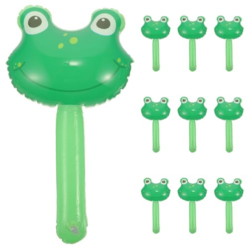 IMIKEYA Aufblasbare Froschkopf-Stöcke Mit Glocke 10 Stück Froschkopf-Ballon Lustiger Griff Hammer Zum Aufblasen des Frosches Auf Einem Stock Für Die Dekoration Von Geburtstagsfeiern von IMIKEYA