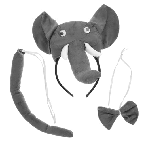 IMIKEYA Elefanten Kostüm Set Für - Graues Elefant Kopf Stirnband Mit Ohren Und Fliege - Ideal Für Karneval Cosplay Und Partys 3 Teiliges Kostüm Für Kleine Tierliebhaber von IMIKEYA