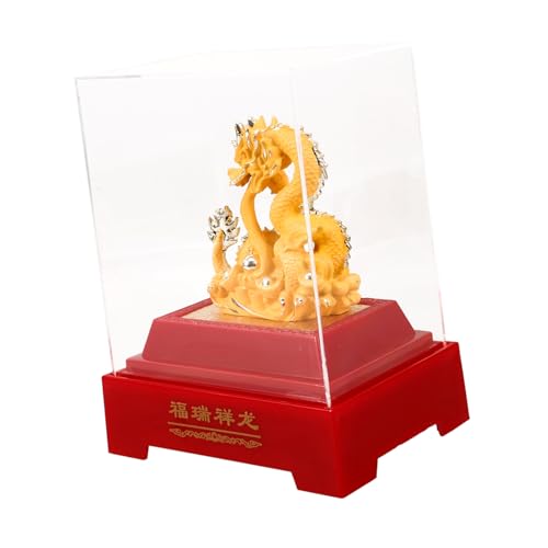 IMIKEYA Goldene Drachenornamente Drachenstatue Drachenspielzeug Chinesisches Tierkreiszeichen Drache Roter Drache Plüschdrache Stofftier Drache Zappelspielzeug Drachenbuch von IMIKEYA