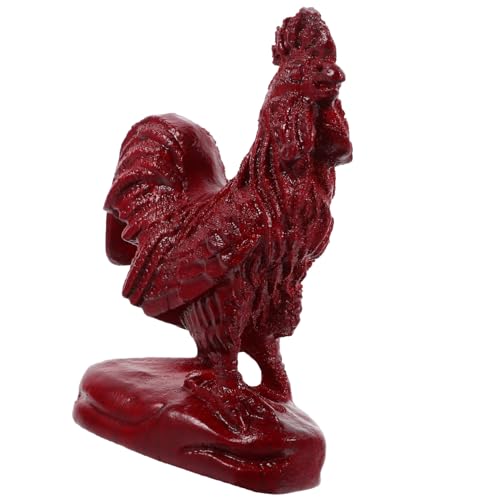 IMIKEYA Hahn-Ornament Vogelfiguren Wohnkultur Hahn-Skulptur Raumzubehör Hühnerfigur winziges Zuhause Hütte Hahn Holzstatue Holzfigur Hahn Tierfiguren dekorative Hahnfiguren hölzern rot von IMIKEYA