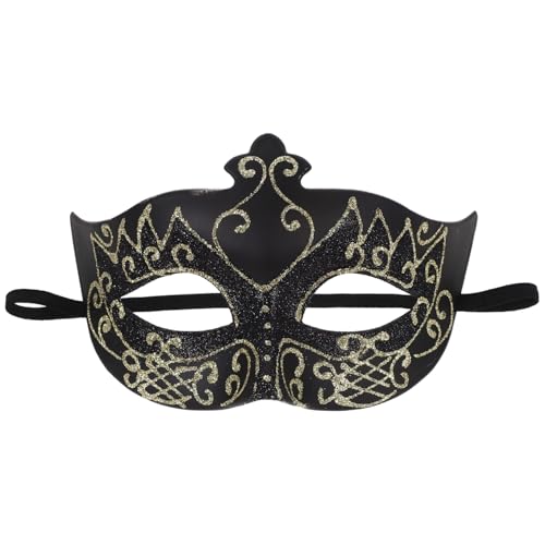 IMIKEYA Halbgesichtsmaske Für Männer Goldene Glitzer Maske Für Maskerade Halloween Und Cosplay Leichte Kunststoffmaske Für Kostümpartys Und Karneval Schwarze Farbe von IMIKEYA