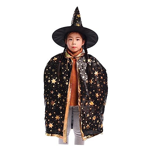 IMIKEYA Halloween Fünf Sterne Umhang Für Lustiger Hexen Kap Mit Hut Ideales Kostüm Für Halloween Feiern Party Kap Perfektes Cosplay Outfit von IMIKEYA