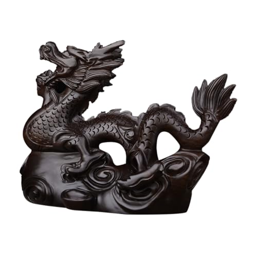 IMIKEYA Holzschnitzerei von Tenglong-Ornamenten Figur Dekorationen für Aquarien feng Shui wohnaccessoires glucksbringer mythen mythi Drachenstatue aus Holz Drachenschmuck hölzern von IMIKEYA