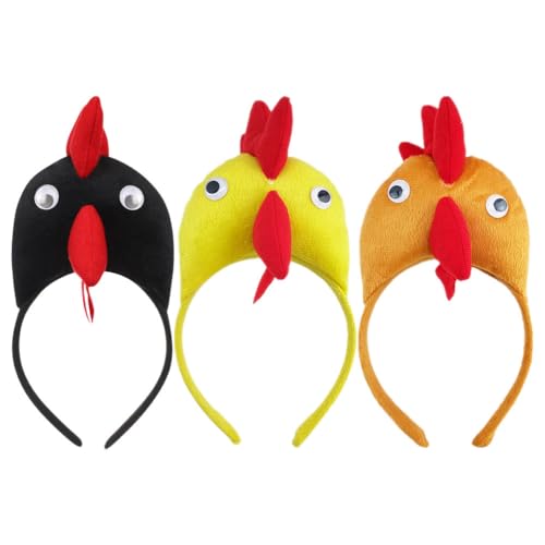 IMIKEYA 3 Stück Hühner Stirnband Huhn Kostüm Kinder Erwachsene 3D Plüsch Hühner Haarreifen Ostern Haarreifen Huhn Tierkopf Stirnband Huhn Kopfbedeckung für Kostüm Party Karneval von IMIKEYA