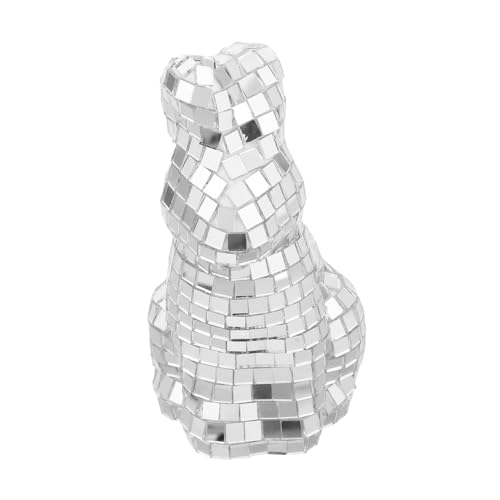 IMIKEYA Kaninchen-Verzierung Miniaturkaninchen Tanzkaninchen Desktop-Dekoration Handpuppenhäuser Artikel Puppenhaus Disco-Hase-Ornament Hasenfigur Ornament Simulationskaninchen Glas Silver von IMIKEYA