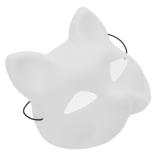 IMIKEYA Katzenmaske Mit Augennetz -Maske Weiße Katzenmaske Zum Bemalen Diy-Papierrohlingsmaske Tierkatzenmaske Maskerademaske Für Halloween Cosplay Kostüm Tanzparty von IMIKEYA