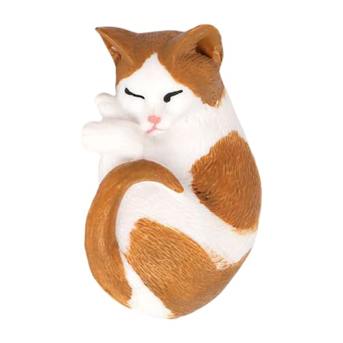 IMIKEYA Katzenschmuck Katzentunnel Figur Katzenrad Kleine Schlafende Katze Katzenspielzeug Niedlich Miniaturen Katzenbecher Plüsch Winkende Katze Auto Bin Katzenhaus Plastik Brown von IMIKEYA