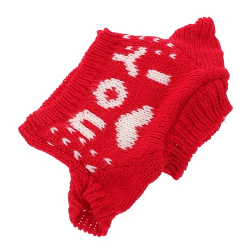 IMIKEYA Kuscheltier Kleidung Für Teddybären Gestrickter Pullover Outfit Für Plüschtiere Baumwolle Hoodie Zubehör Für Stofftiere Niedliches Rotes Design Puppenzubehör von IMIKEYA