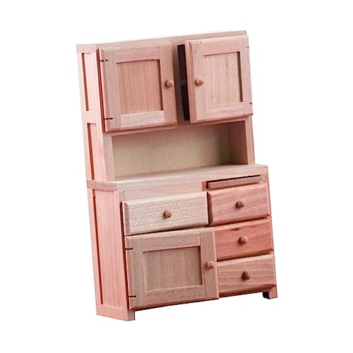 IMIKEYA Mini Hausschrank Modell Original Holzfarbe Für Dollhouse Möbel Und Aufbewahrung Für Kreative Spielwelten von IMIKEYA