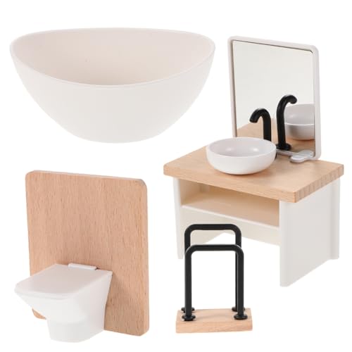 IMIKEYA Miniatur Badezimmer Mit Badewanne Waschbecken Mit Unterschrank Handtuchhalter Und Toilette Teile Für Kreatives Und Dekorieren von IMIKEYA