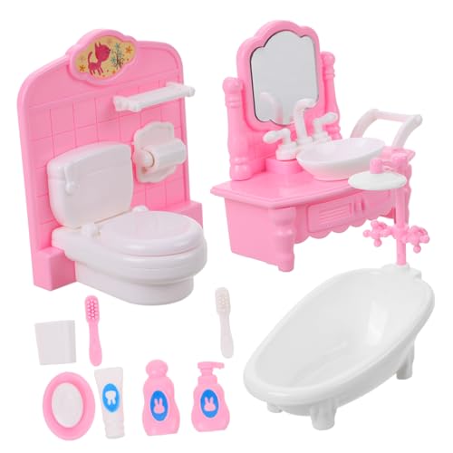 IMIKEYA Miniatur Badezimmermöbel Für Puppenhäuser Mit Badewanne Toilette Und Duschraum Zubehör Für Miniatur Dekorationen Und Puppenspiel Für Kreative von IMIKEYA