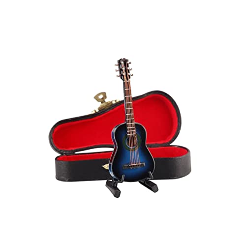 IMIKEYA Miniatur Gitarre Dekoration Blau Klassisches Musikinstrument Mit Aufbewahrungsbox Und Ständer Perfektes Zur Graduierung Handwerkskunst Für Musikliebhaber von IMIKEYA