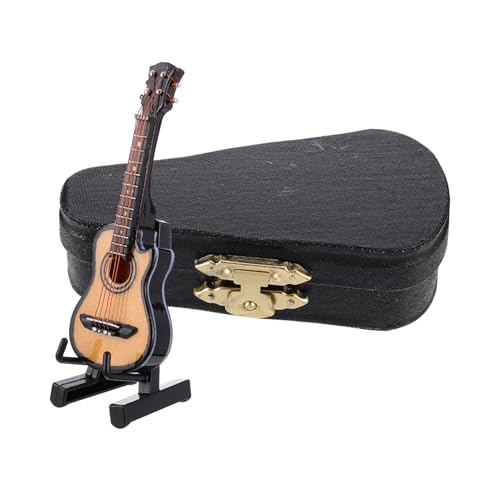 IMIKEYA Miniatur Gitarre Modell Statue Für Musikliebhaber Inklusive Gitarrenständer Und Koffer Perfekte Deko Für Sammler Und Miniatur Enthusiasten von IMIKEYA