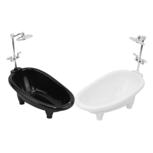 IMIKEYA Miniatur Puppenhaus Badewanne Set Realistische Badezimmerdekoration Für Puppenhäuser Weiße Und Schwarze Mini Puppenhauswanne Ideales Zubehör Für Kreatives von IMIKEYA