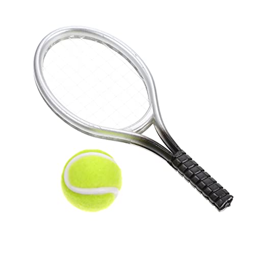 IMIKEYA Miniatur Tennisschläger Und Ball Modell Für Puppenhaus Dekoration Mini Sport Zubehör Für Miniatur Szenen Dekorativer Tennis Spiel von IMIKEYA