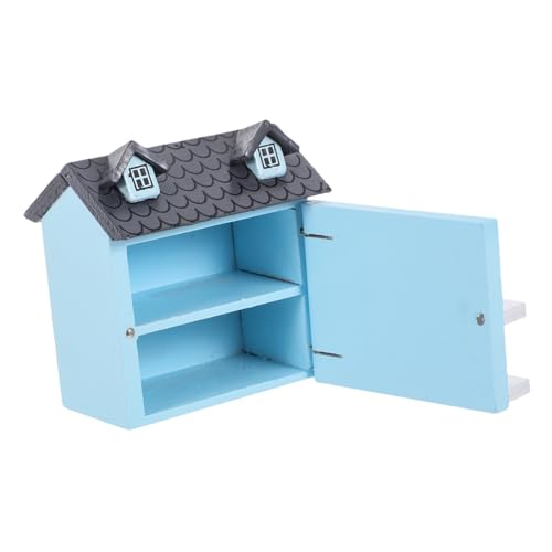 IMIKEYA Puppenhaus Kleines Kabine Mini-spielzeughaus Miniatur Hausspielzeug Winzig Häuser Kleines Spielzeughaus Mini- Figuren Gebäude Tür Musterhaus Blue Holz von IMIKEYA