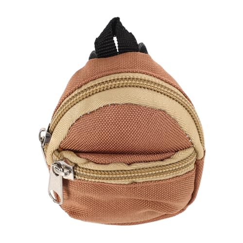 IMIKEYA Puppenrucksack Puppen Minirucksack Mini Puppen Anziehzubehör Puppenzubehör Miniatur Schultaschen Mit Reißverschluss Miniatur Puppen Schultaschen Kleiner Rucksack Hellbraunes von IMIKEYA